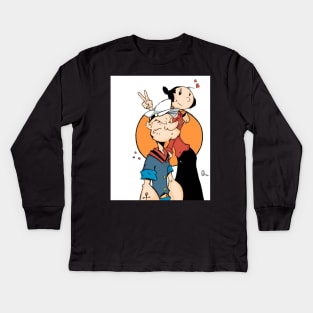 POPEYE THE SAILOR MAN AND OLIVE OIL Kids Long Sleeve T-Shirt